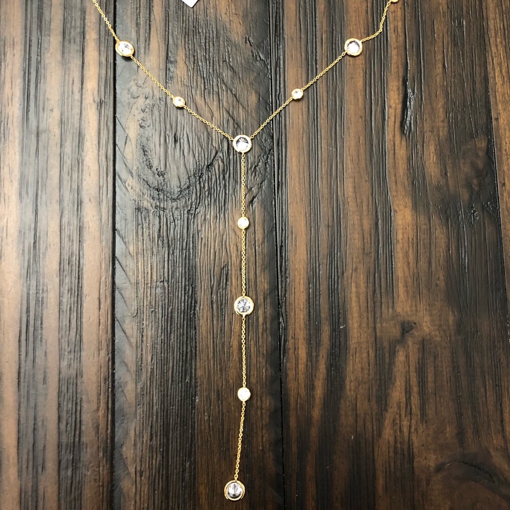 Nadri gold and rhinestone drop necklace